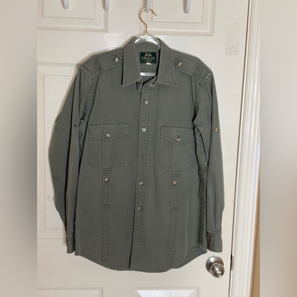 VTG Willis & Geiger Women’s Olive Button Down Long Sleeve Shirt Sz Large - Picture 7 of 11